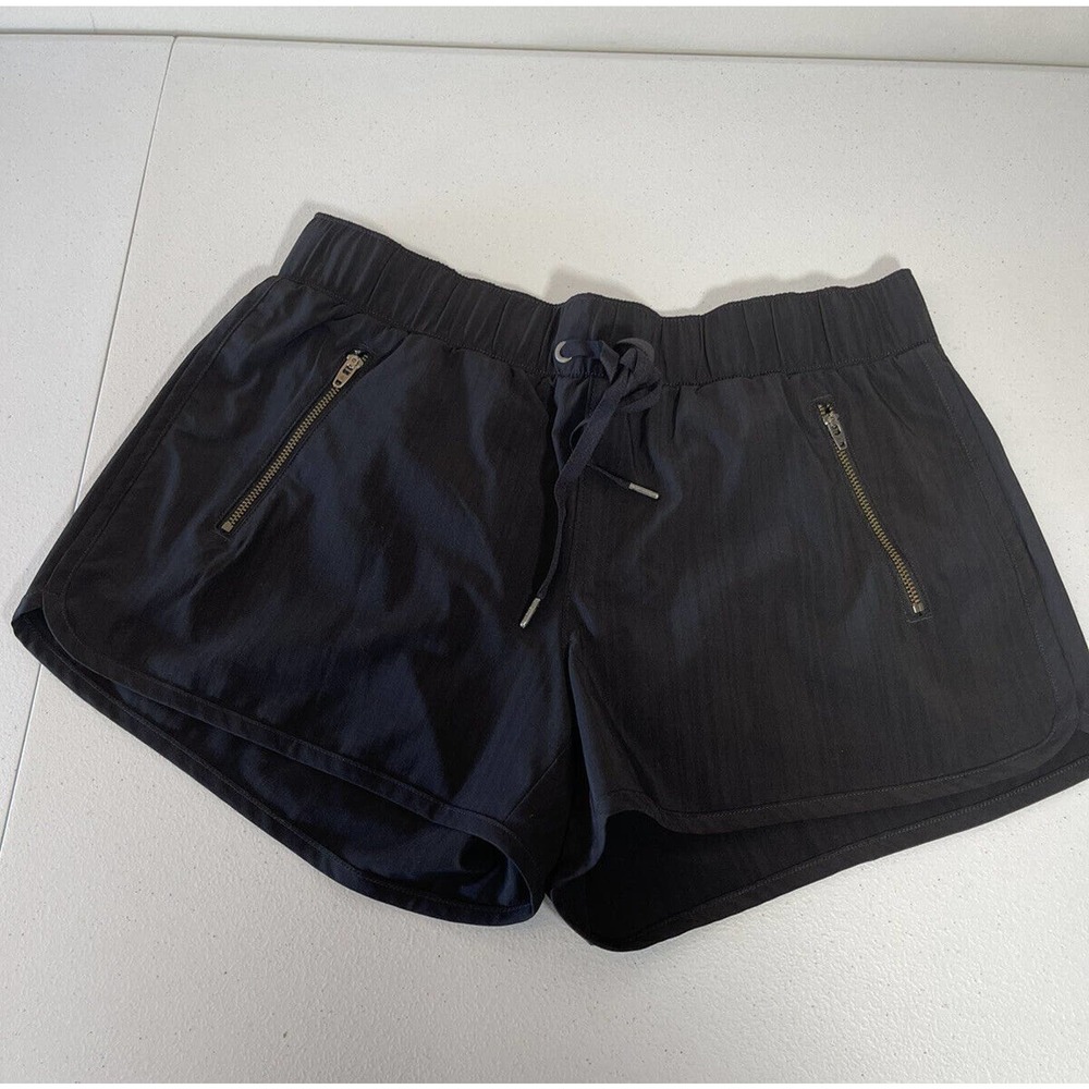 Athleta 3" Sway Shorts Black Drawstring Waist Zip Pockets